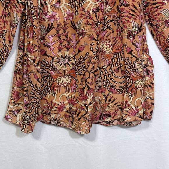 Maria Cher  Humahuaca Karly Lace-Up Orange Floral Boho Minidress Size XS Pockets - Picture 9 of 12